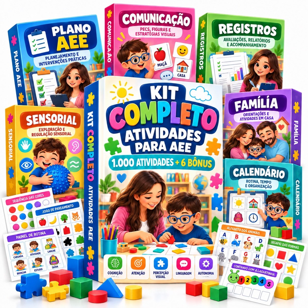 Kit Completo com 1.000 atividades de AEE e seis kits bônus